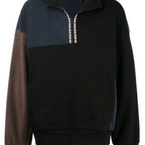 Boxy fit five cm patchwork quarter zip western zip lining